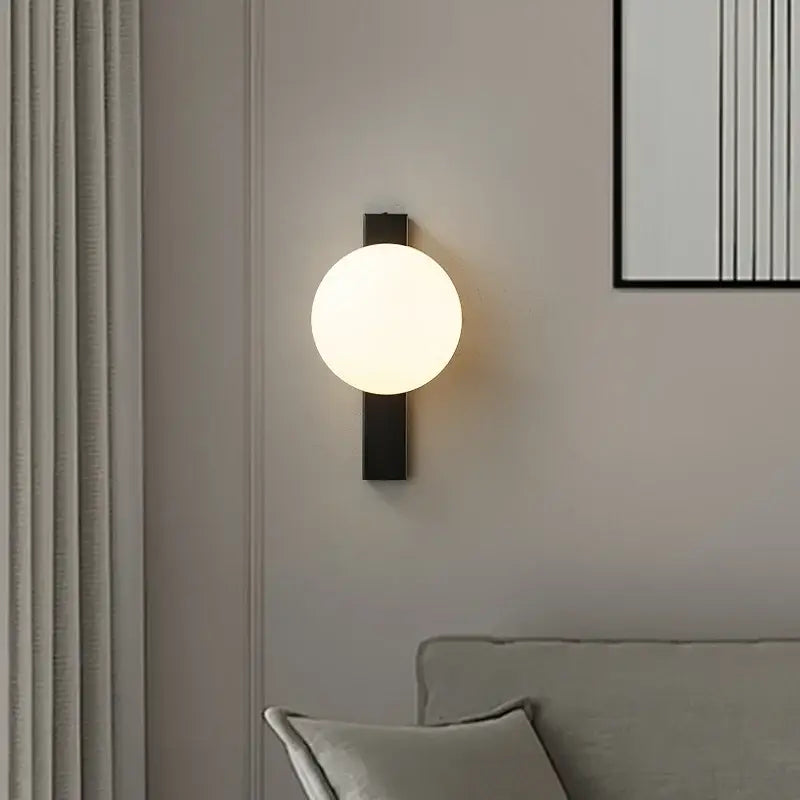 Modern black copper globe led wall sconce bedroom light
