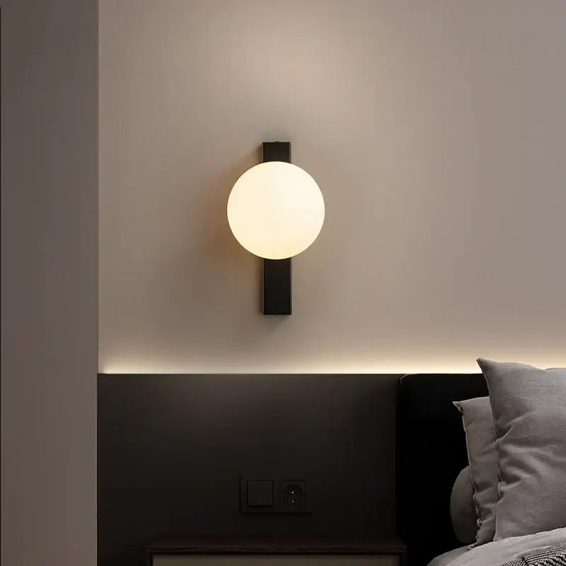 Modern black copper globe led wall sconce bedroom light