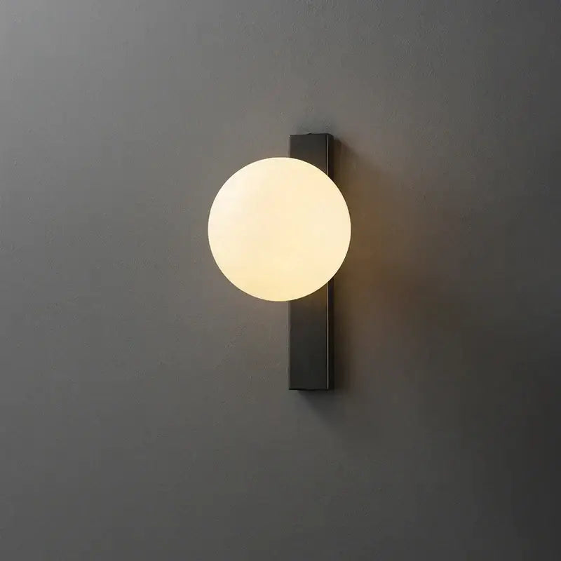 Modern black copper globe led wall sconce bedroom light