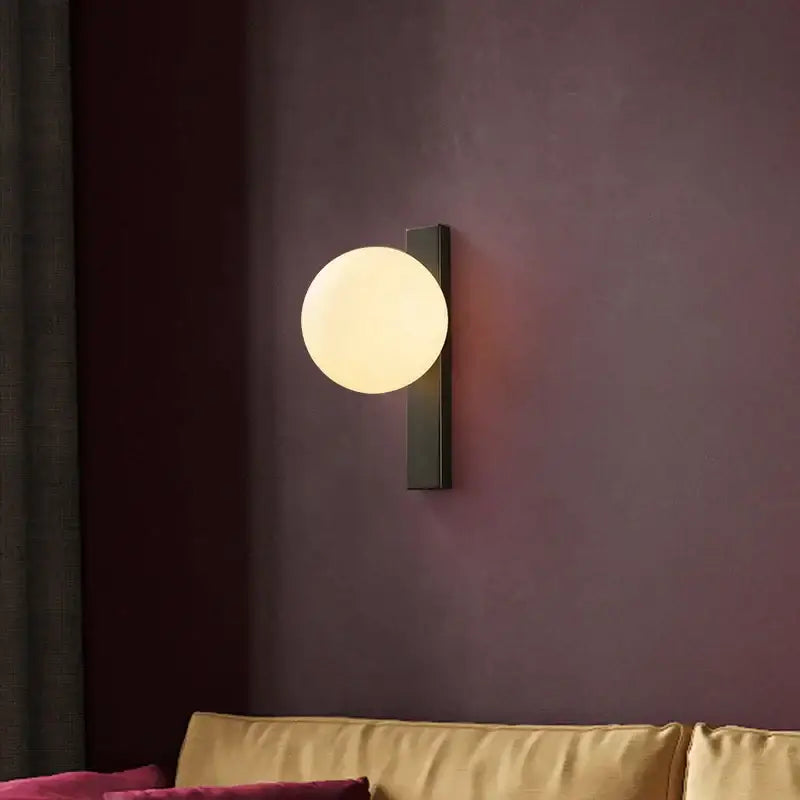 Modern black copper globe led wall sconce bedroom light