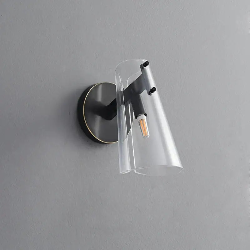 Modern black copper wall lamp bedroom glass sconce