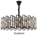 Modern black crystal chandelier for dining room vertical rod lamp