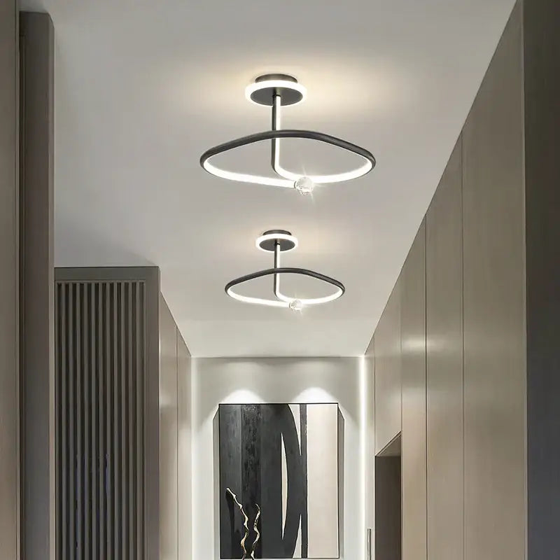 Modern black crystal chandelier living room white led ring light