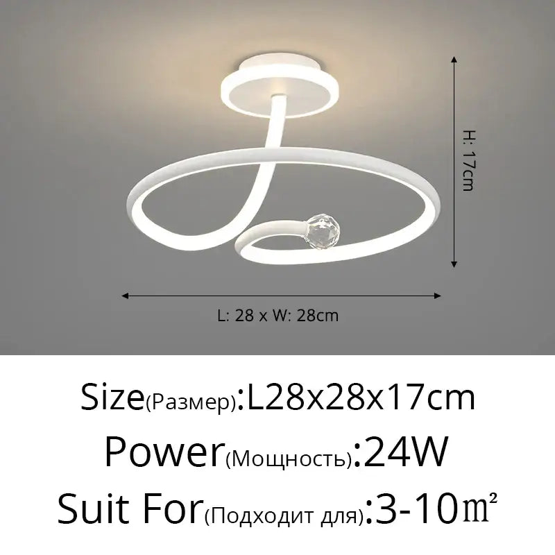 Modern black crystal chandelier living room white led ring light