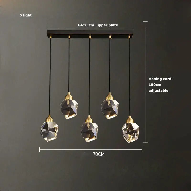 Modern black crystal copper chandelier for dining room
