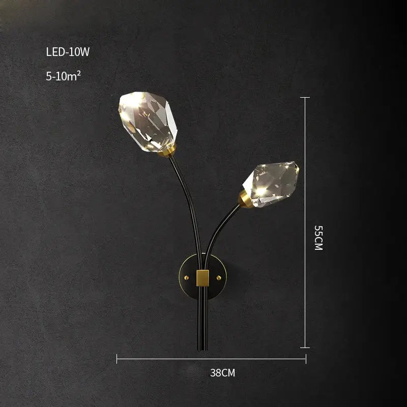 Modern black crystal copper led chandelier dining room art deco light