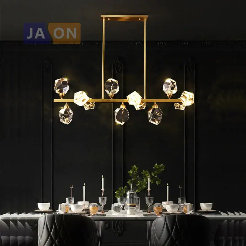 Modern black crystal copper led chandelier dining room art deco light