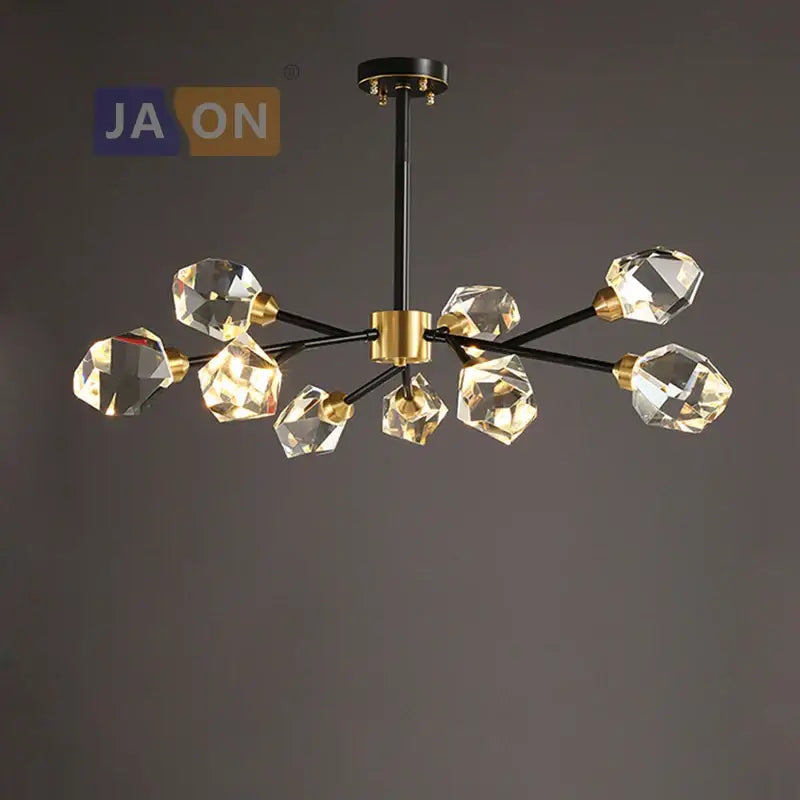 Modern black crystal copper led chandelier dining room art deco light
