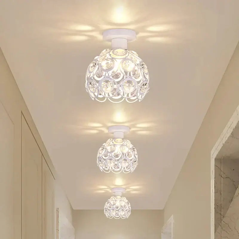 Modern black crystal flush mount ceiling light for hallway