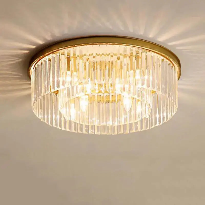 Modern black crystal flush mount ceiling light for living room