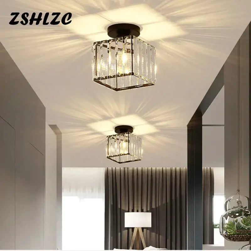Modern black crystal led ceiling light bedroom fixture