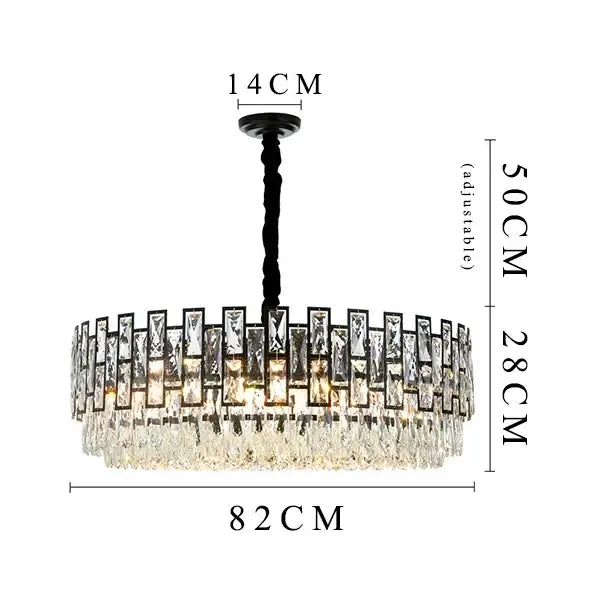 Modern black crystal led chandelier for living room