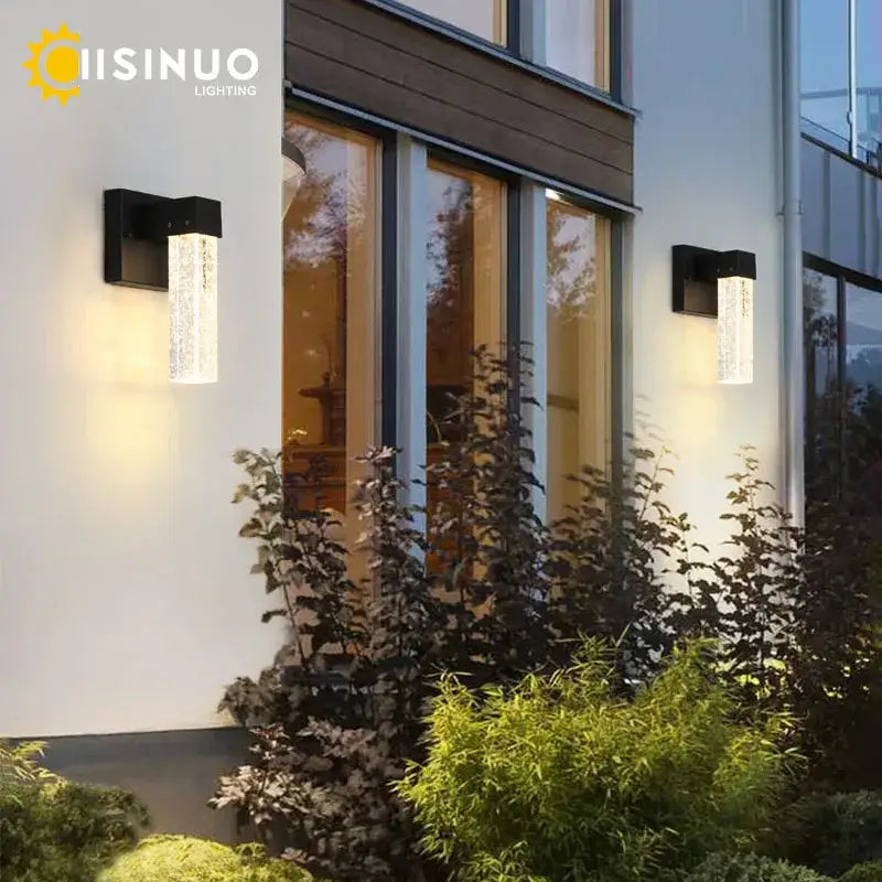 Modern black crystal led outdoor wall light garden sconce
