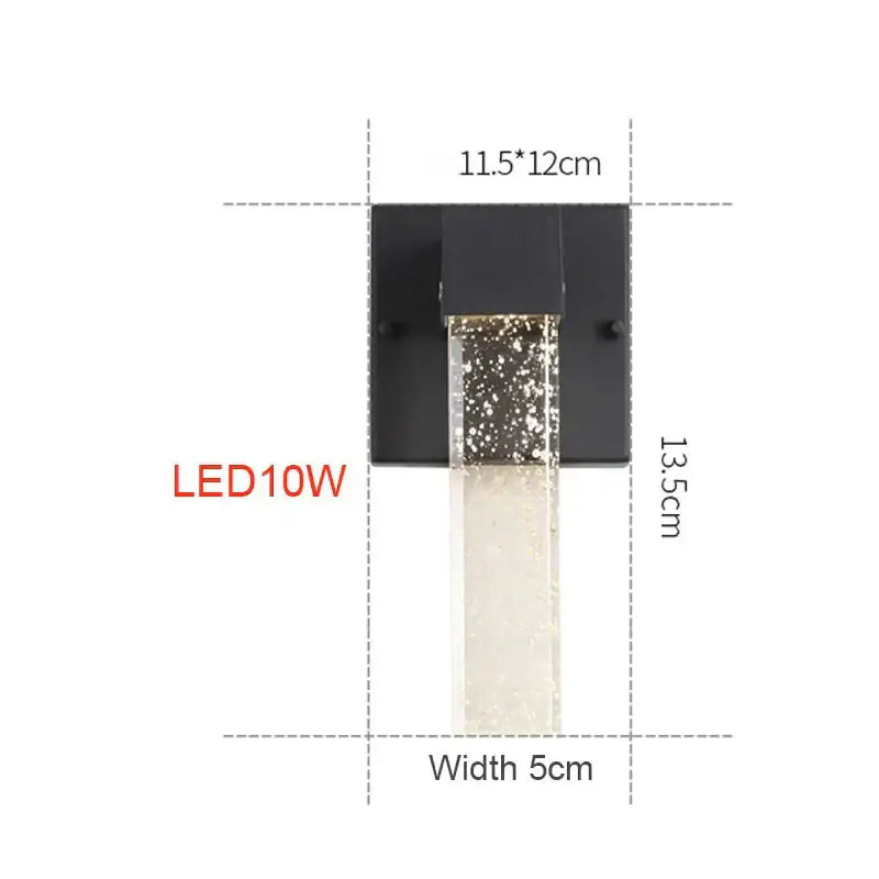 Modern black crystal led outdoor wall light garden sconce