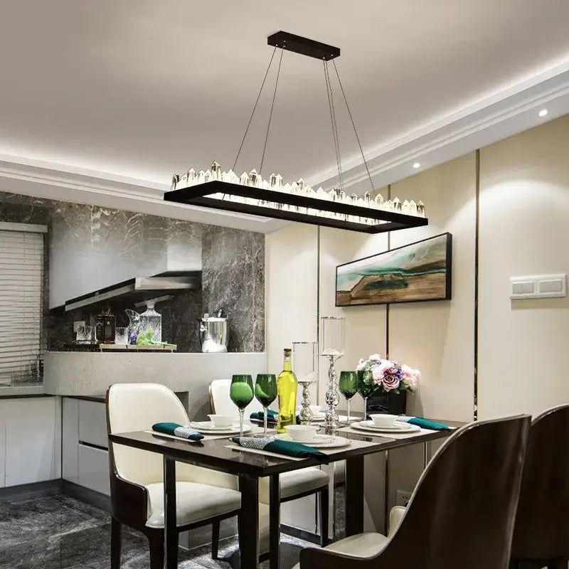 Modern black crystal led pendant light dining room chandelier