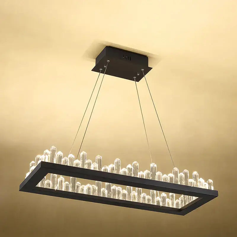 Modern black crystal led pendant light dining room chandelier
