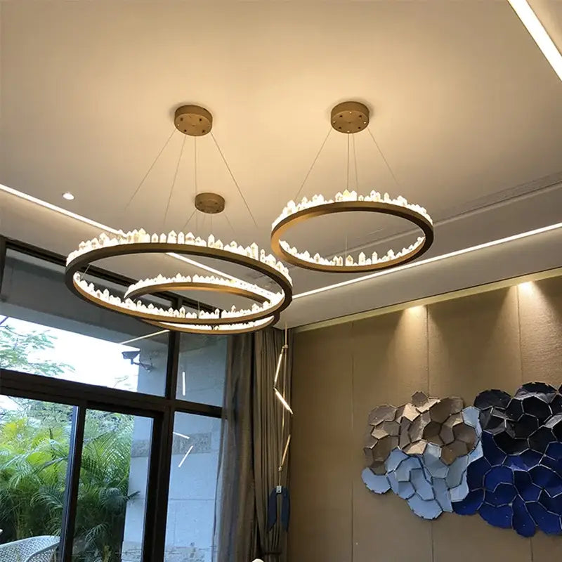 Modern black crystal led pendant light dining room chandelier