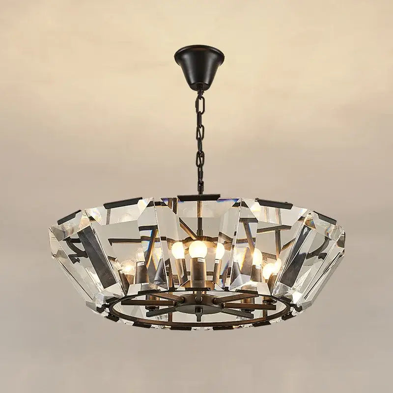 Modern black crystal pendant chandelier dining room luxe lighting