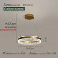 Modern black crystal ring led pendant light bedroom lighting