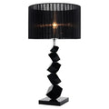 Modern black crystal table lamp bedroom pleated shade light