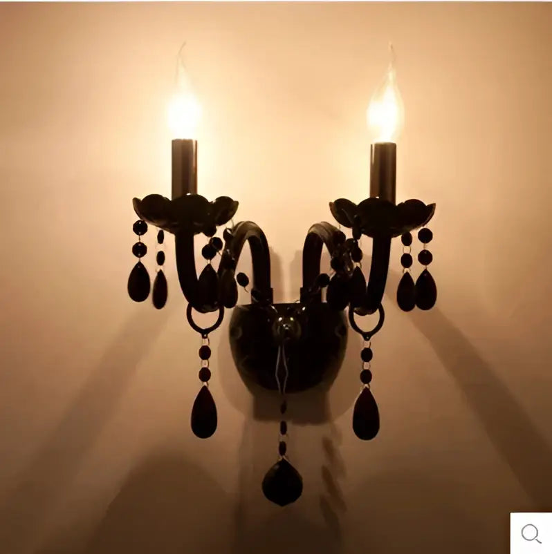 Modern black crystal wall lamp bedroom twin led sconce