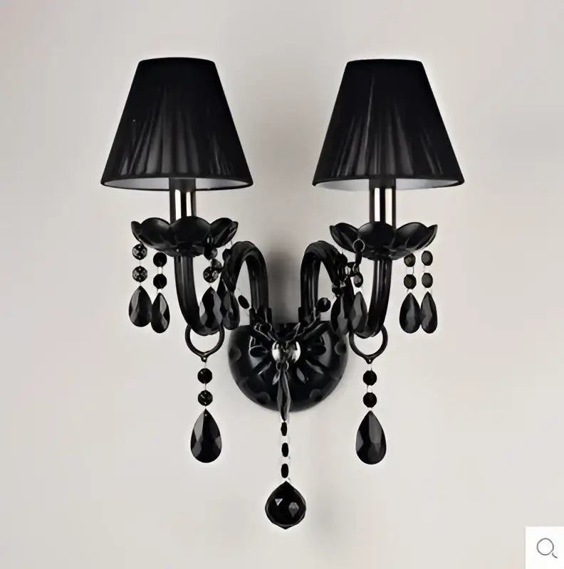 Modern black crystal wall lamp bedroom twin led sconce