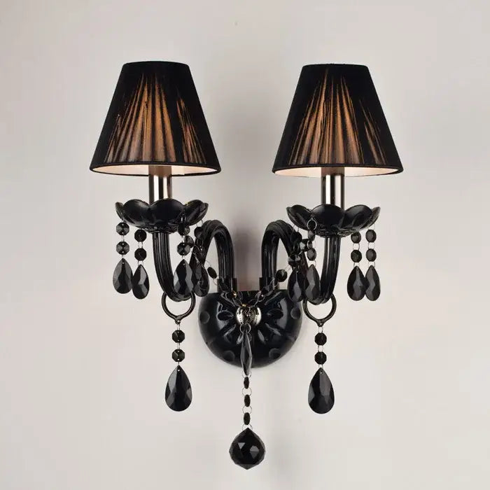 Modern black crystal wall lamp bedroom twin led sconce