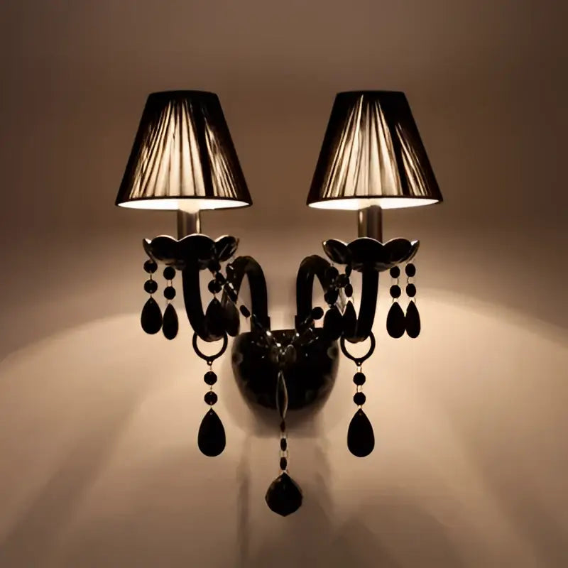 Modern black crystal wall lamp bedroom twin led sconce
