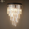 Modern black crystal wall lamp clear & smoked glass bedroom light