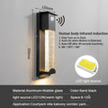 Modern black crystal wall light with pir motion sensor for outdoor