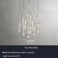 Modern black crystal water-drop chandelier light fixture stairwell