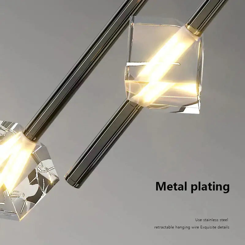 Modern black cube crystal pendant lamps for living room