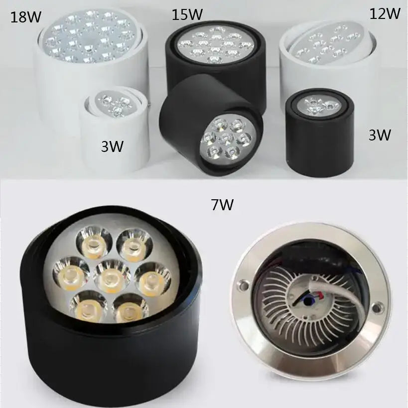 Modern black cylindrical dimmable ceiling spot light kitchen downlight