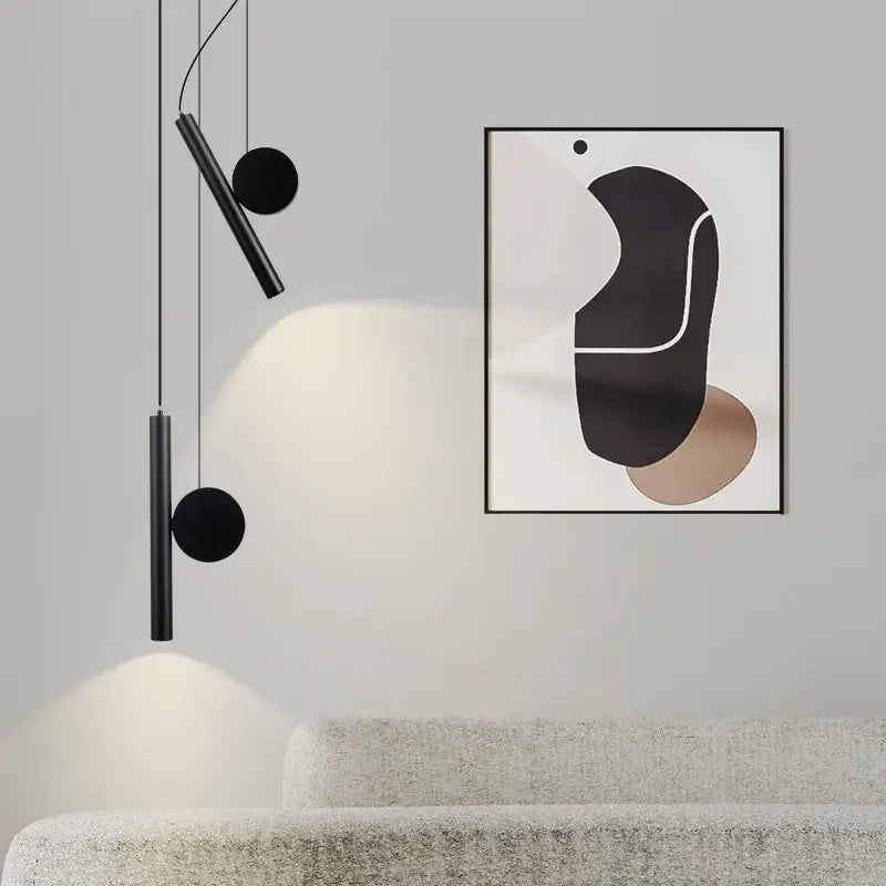 Modern black cylindrical led pendant lamps for dining room