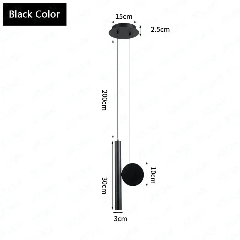 Modern black cylindrical led pendant lamps for dining room