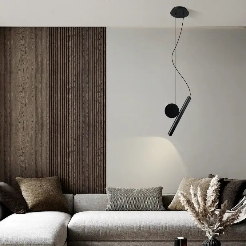 Modern black cylindrical led pendant lamps for dining room