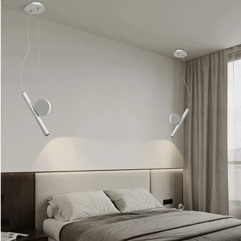 Modern black cylindrical led pendant lamps for dining room