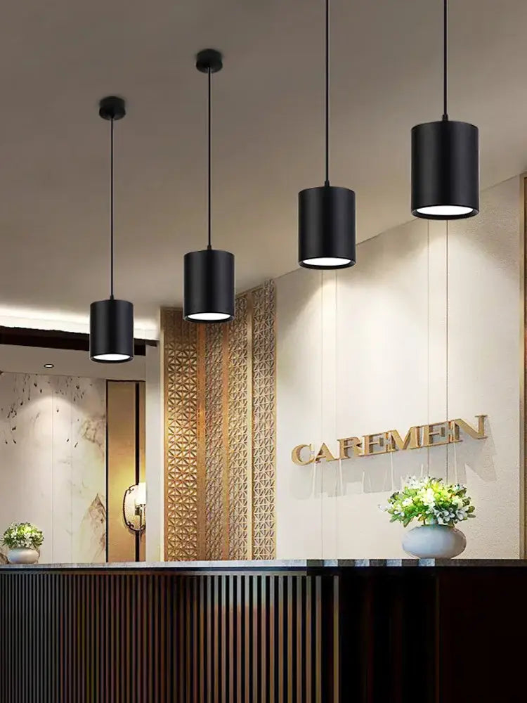 Modern black cylindrical pendant ceiling spot light for kitchen