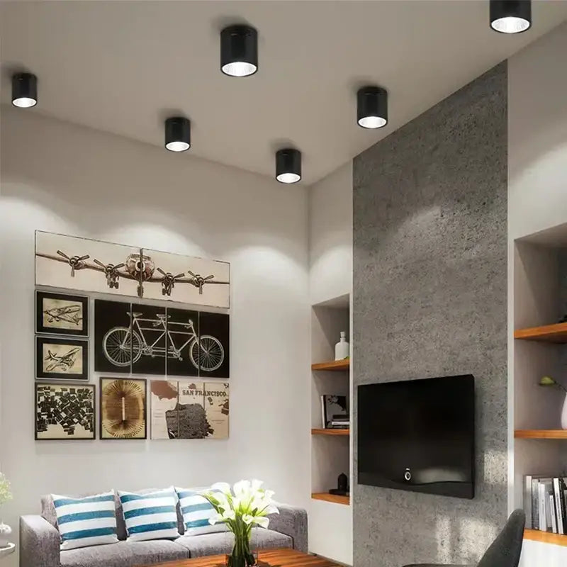 Modern black cylindrical pendant ceiling spot light for kitchen