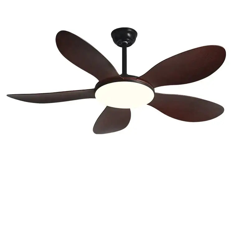 Modern black dc ceiling fan light with wood blades for bedroom
