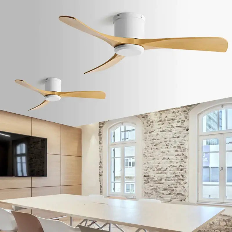 Modern black dc motor ceiling fan with remote control dining room