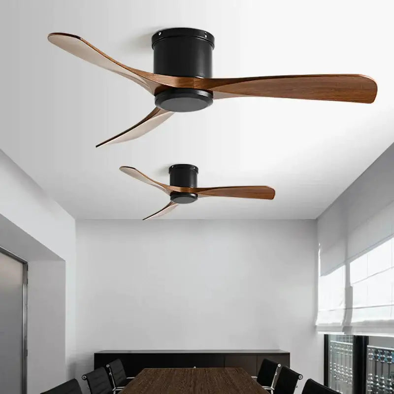 Modern black dc motor ceiling fan with remote control dining room