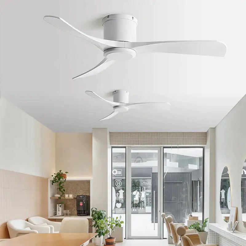 Modern black dc motor ceiling fan with remote control dining room