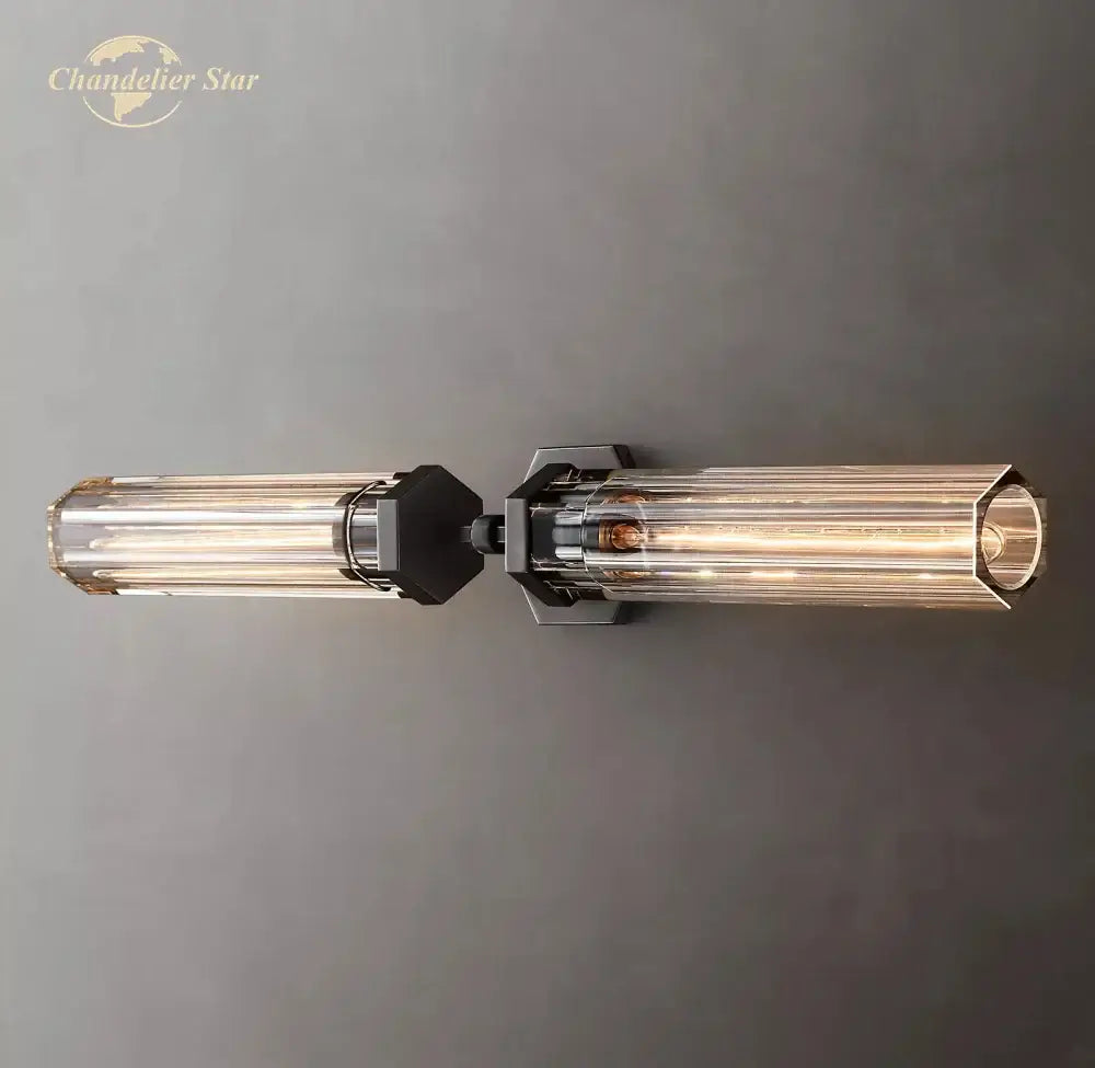 Modern black decorbites crystal hexagonal sconce for living room