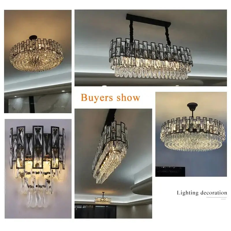 Modern black decorbites crystal led chandelier dining room light