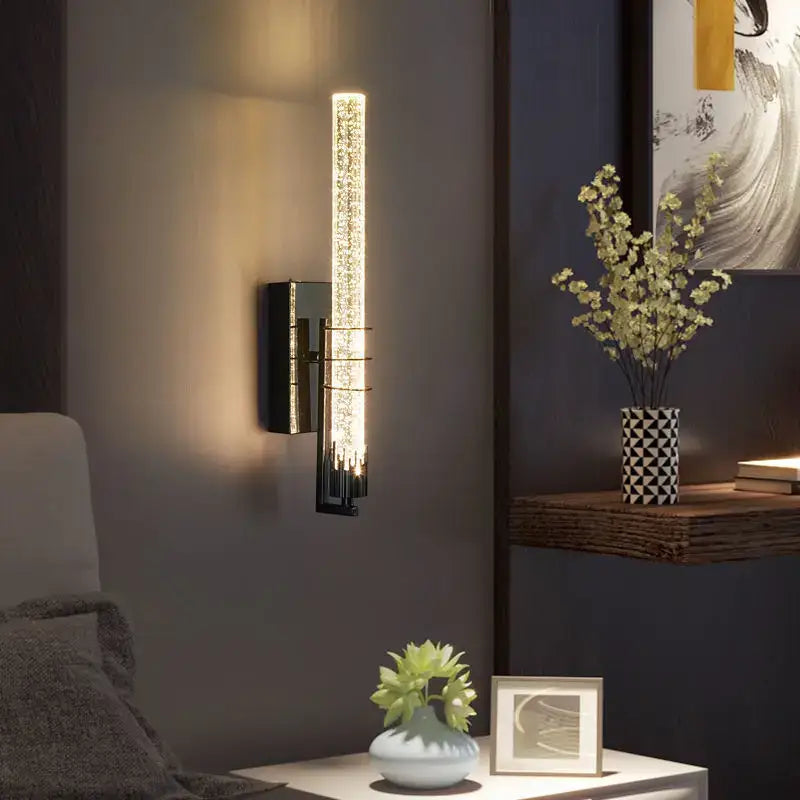 Modern black decorbites crystal wall light bedroom led sconce