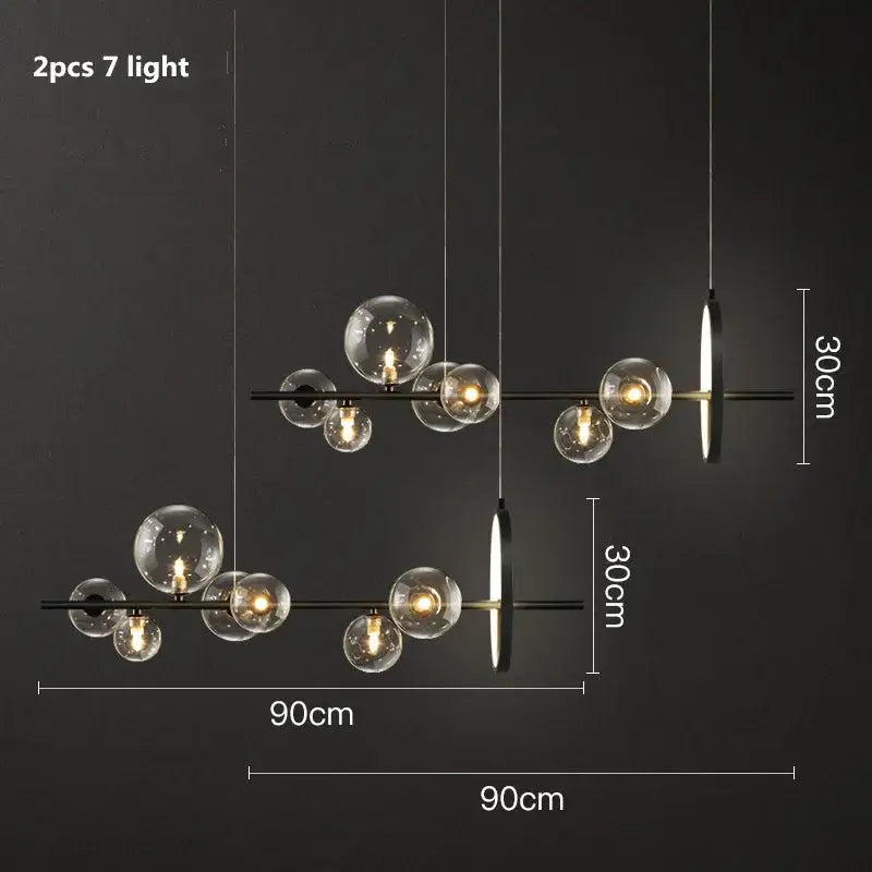 Modern black decorbites glass ball g9 led chandelier dining room