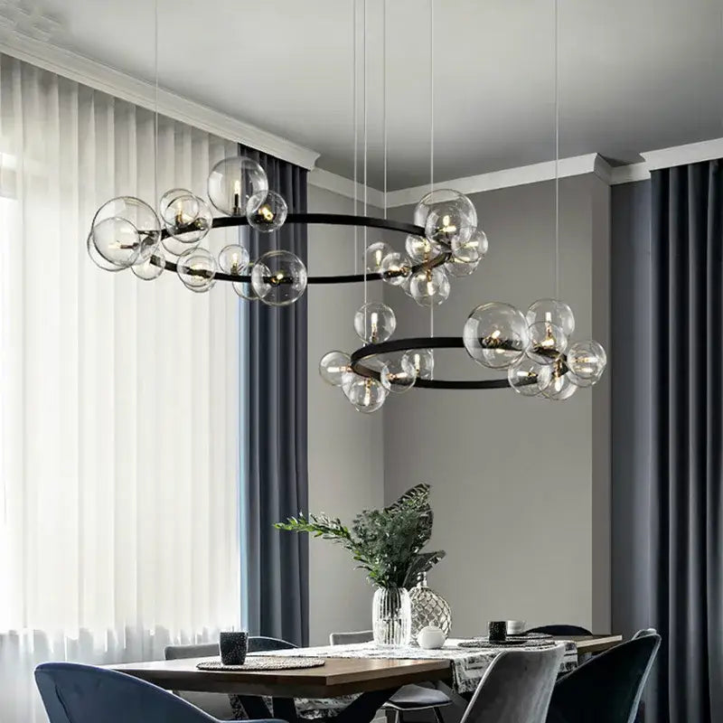 Modern black decorbites glass ball g9 led chandelier dining room