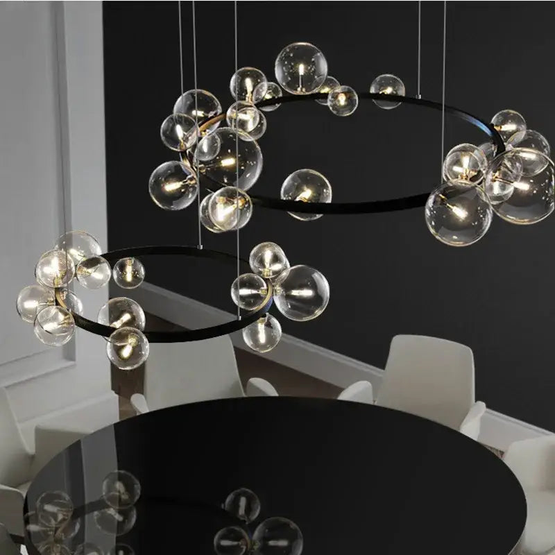 Modern black decorbites glass ball g9 led chandelier dining room