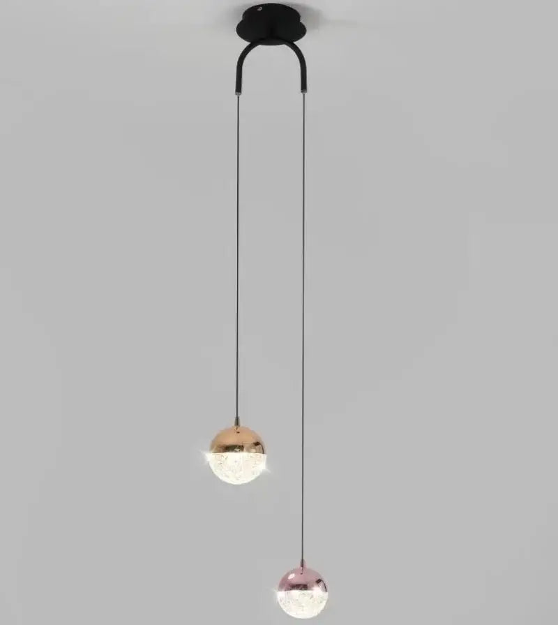 Modern black double glass ball pendant light for bedroom ceiling